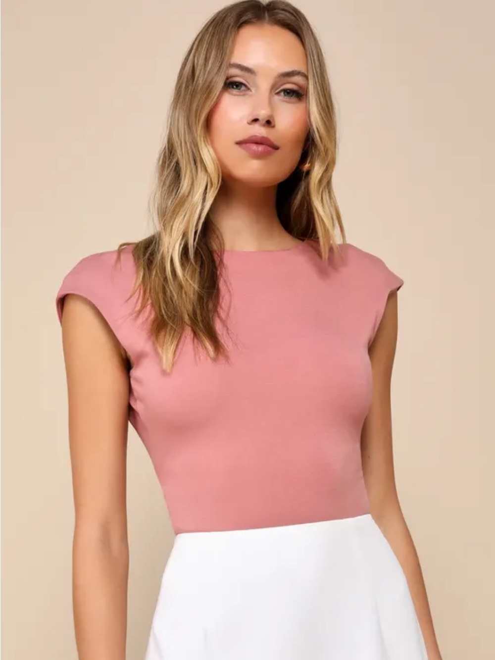Lulus Infinitely Chic Mauve Backless Cap Sleeve Bodysuit size XS
